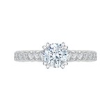 Shah Luxury 14K White Gold Euro Shank Round Diamond Cathedral Style Engagement Ring (Semi-Mount) photo