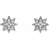 14K White .08 CTW Diamond Star Earrings photo 2