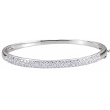 14K White 1 1/2 CTW Diamond Bangle 7 Bracelet photo