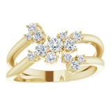 14K Yellow 1/2 CTW Diamond Cluster Bypass Ring photo 3