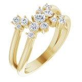 14K Yellow 1/2 CTW Diamond Cluster Bypass Ring photo