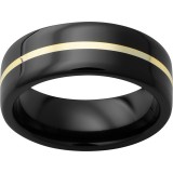 Black Diamond Ceramic Pipe Cut Band with 1mm 18K Yellow Gold Inlay photo