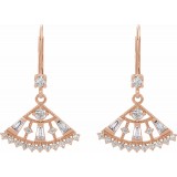 14K Rose 3/4 CTW Diamond Lever Back Fan Earrings photo 2