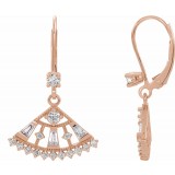 14K Rose 3/4 CTW Diamond Lever Back Fan Earrings photo