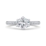 Shah Luxury 14K White Gold Oval Cut Diamond Engagement Ring (Semi-Mount) photo
