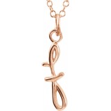 14K Rose Script Lowercase Initial F 18 Necklace photo
