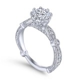 Gabriel & Co. 14k White Gold Victorian Straight Engagement Ring photo 3