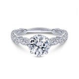 Gabriel & Co. 14k White Gold Victorian Straight Engagement Ring photo