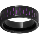 Black Diamond Ceramic Pipe Cut Band with Black and Purple Carbon Fiber Inlay photo