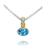 Vahan 14k Gold & Sterling Silver Blue Topaz Pendant photo