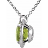 14K White 8 mm Round Peridot & .05 CTW Diamond 16 Necklace photo 2