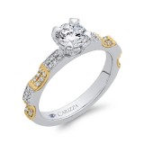Shah Luxury 14K Two Tone Gold Round Diamond Engagement Ring (Semi-Mount) photo 2
