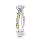 Shah Luxury 14K Two Tone Gold Round Diamond Engagement Ring (Semi-Mount) photo 3