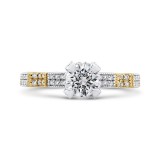 Shah Luxury 14K Two Tone Gold Round Diamond Engagement Ring (Semi-Mount) photo