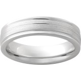 Serinium Rounded Edge Band with One .5mm Groove and Stone Finish photo