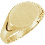 10K Yellow 12x9 mm Oval Signet Ring photo