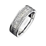 14k White Gold Hand Engraved Diamond Men's Band photo