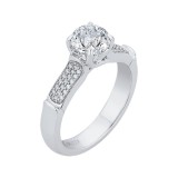 Shah Luxury Round Diamond Cathedral Style Engagement Ring In 14K White Gold (Semi-Mount) photo 2