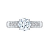 Shah Luxury Round Diamond Cathedral Style Engagement Ring In 14K White Gold (Semi-Mount) photo
