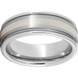 Serinium Rounded Edge Band with a 2mm Sterling Silver Inlay and Satin Finish photo