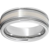 Serinium Rounded Edge Band with a 2mm Sterling Silver Inlay and Satin Finish photo