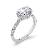Shah Luxury Oval Diamond Halo Engagement Ring In 14K White Gold (Semi-Mount) photo 2
