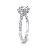 Shah Luxury Oval Diamond Halo Engagement Ring In 14K White Gold (Semi-Mount) photo 3