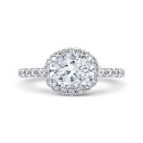 Shah Luxury Oval Diamond Halo Engagement Ring In 14K White Gold (Semi-Mount) photo