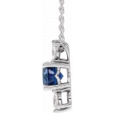 14K White Blue Sapphire & 1/5 CTW Diamond 16-18 Necklace photo 2