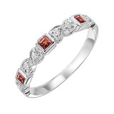 Gems One 10Kt White Gold Diamond (1/10Ctw) & Garnet (1/6 Ctw) Ring photo