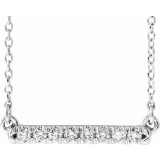 14K White 1/8 CTW Diamond French-Set Bar 16 Necklace photo