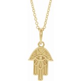 14K Yellow Hamsa 16-18 Necklace photo