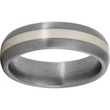 Titanium Domed Band with a 2mm Sterling Silver Inlay and Satin Finish photo