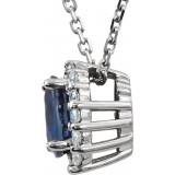 14K White Blue Sapphire & 1/6 CTW Diamond 18 Necklace photo 2