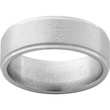 Titanium Flat Band with Grooved Edges and Stone Finish photo