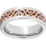 Serinium Pipe Cut Band with Copper Inlay and Fleur De Lis Laser Engraving photo