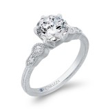Shah Luxury Round Cut Diamond Engagement Ring In 14K White Gold (Semi-Mount) photo 2