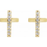 14K Yellow .06 CTW Diamond Cross Earrings photo 2