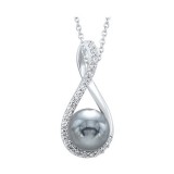 Gems One Silver Cubic Zirconia & Pearl (1 Ctw) Pendant photo