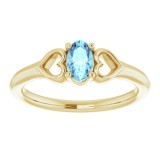 14K Yellow 5x3 mm Oval Aquamarine Youth Heart Ring photo 3