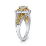 Shah Luxury 14K Two Tone Gold Round Diamond Double Halo Engagement Ring with Split Shank (Semi-Mount) photo 3