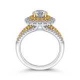 Shah Luxury 14K Two Tone Gold Round Diamond Double Halo Engagement Ring with Split Shank (Semi-Mount) photo 4