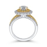 Shah Luxury 14K Two Tone Gold Round Diamond Double Halo Engagement Ring with Split Shank (Semi-Mount) photo 4