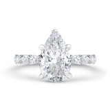Shah Luxury 14K White Gold Pear Diamond Engagement Ring (Semi-Mount) photo