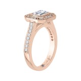 Shah Luxury Emerald Cut Diamond Halo Engagement Ring In 14K Rose Gold (Semi-Mount) photo 2