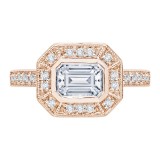 Shah Luxury Emerald Cut Diamond Halo Engagement Ring In 14K Rose Gold (Semi-Mount) photo