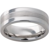 Serinium Pipe Cut Band with Two .5mm Grooves and Satin Finish Center photo