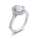 Shah Luxury 14K White Gold Oval Diamond Halo Engagement Ring (Semi-Mount) photo 2