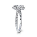 Shah Luxury 14K White Gold Oval Diamond Halo Engagement Ring (Semi-Mount) photo 3