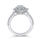 Shah Luxury 14K White Gold Oval Diamond Halo Engagement Ring (Semi-Mount) photo 4